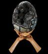 Septarian Dragon Egg Geode - Black Crystals #89674-1